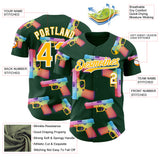 Custom Green Gold-White Colorful Firepower 3D Pattern Design Authentic Baseball Jersey