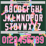 Custom Green Pink-White Colorful Firepower 3D Pattern Design Authentic Baseball Jersey
