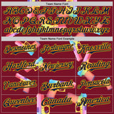 Custom Crimson Navy-Gold Colorful Firepower 3D Pattern Design Authentic Baseball Jersey