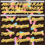 Custom Brown Gold-White Colorful Firepower 3D Pattern Design Authentic Baseball Jersey
