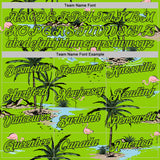 Custom Neon Green-Black Tropical Hawaii Palm Trees Summer Beach Flamingo Performance T-Shirt