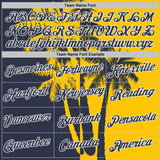 Custom Yellow Navy-White Hawaii Tropical Coastal Palm Trees Performance T-Shirt