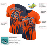 Custom Orange Navy-White Hawaii Tropical Coastal Palm Trees Performance T-Shirt