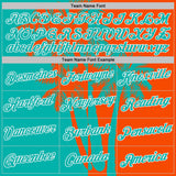 Custom Orange Aqua-White Hawaii Tropical Coastal Palm Trees Performance T-Shirt