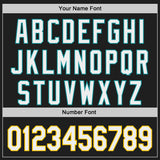 Custom Black White Teal-Yellow Japanese Wave 3D Pattern Design Authentic Baseball Jersey