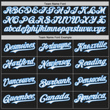 Custom Black White-Electric Blue Japanese Wave 3D Pattern Design Authentic Baseball Jersey