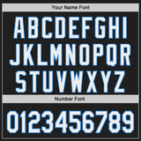 Custom Black White-Electric Blue Japanese Wave 3D Pattern Design Authentic Baseball Jersey