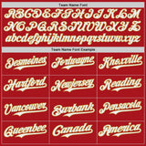 Custom Red White-Old Gold Japanese Wave 3D Pattern Design Authentic Baseball Jersey