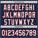 Custom Navy White-Red Japanese Wave 3D Pattern Design Authentic Baseball Jersey