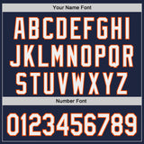 Custom Navy White-Orange Japanese Wave 3D Pattern Design Authentic Baseball Jersey