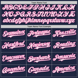 Custom Navy White-Pink Japanese Wave 3D Pattern Design Authentic Baseball Jersey