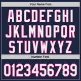 Custom Navy White-Pink Japanese Wave 3D Pattern Design Authentic Baseball Jersey