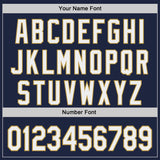 Custom Navy White-Old Gold Japanese Wave 3D Pattern Design Authentic Baseball Jersey