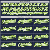 Custom Navy White-Neon Green Japanese Wave 3D Pattern Design Authentic Baseball Jersey