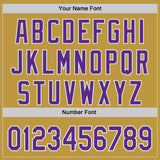Custom Old Gold Purple-White Japanese Wave 3D Pattern Design Authentic Baseball Jersey
