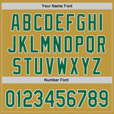 Custom Old Gold Kelly Green-White Japanese Wave 3D Pattern Design Authentic Baseball Jersey