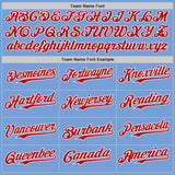 Custom Light Blue Red-White Japanese Wave 3D Pattern Design Authentic Baseball Jersey