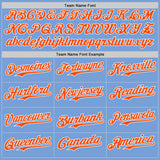 Custom Light Blue Orange-White Japanese Wave 3D Pattern Design Authentic Baseball Jersey