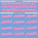 Custom Light Blue Pink-White Japanese Wave 3D Pattern Design Authentic Baseball Jersey