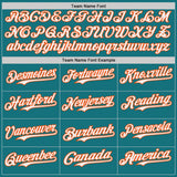 Custom Teal White-Orange Japanese Wave 3D Pattern Design Authentic Baseball Jersey