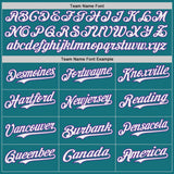 Custom Teal White-Purple Japanese Wave 3D Pattern Design Authentic Baseball Jersey