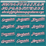 Custom Teal White-Crimson Japanese Wave 3D Pattern Design Authentic Baseball Jersey