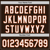 Custom Brown White-Orange Japanese Wave 3D Pattern Design Authentic Baseball Jersey