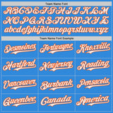 Custom Electric Blue White-Orange Japanese Wave 3D Pattern Design Authentic Baseball Jersey