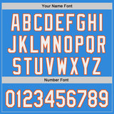 Custom Electric Blue White-Orange Japanese Wave 3D Pattern Design Authentic Baseball Jersey