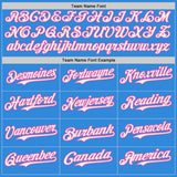 Custom Electric Blue White-Pink Japanese Wave 3D Pattern Design Authentic Baseball Jersey