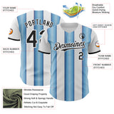 Custom White Black-Light Blue Gradient Vertical Stripe Argentina Style Authentic Baseball Jersey