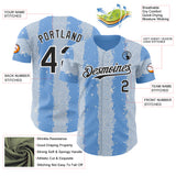 Custom Light Blue Black-White Stripe Argentina Style Authentic Baseball Jersey