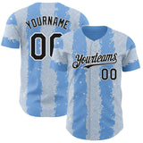 Custom Light Blue Black-White Stripe Argentina Style Authentic Baseball Jersey