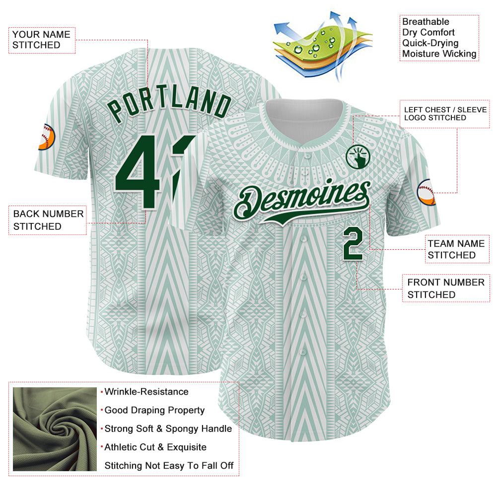 Custom White-Green Mexico Style Authentic Baseball Jersey
