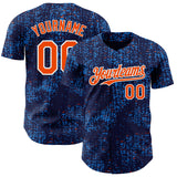 Custom Navy Orange Blue-White France Style Authentic Baseball Jersey
