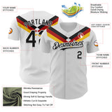 Custom White Black Red-Yellow Germany Style Authentic Baseball Jersey