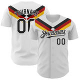 Custom White Black Red-Yellow Germany Style Authentic Baseball Jersey