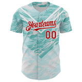 Custom Ice Blue Red-White Portugal Style Authentic Baseball Jersey
