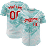Custom Ice Blue Red-White Portugal Style Authentic Baseball Jersey