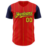 Custom Red Light Yellow-Navy Spain Style Authentic Baseball Jersey