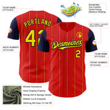 Custom Red Light Yellow-Navy Spain Style Authentic Baseball Jersey