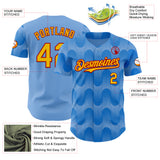 Custom Light Blue Yellow-Red Spain Style Authentic Baseball Jersey