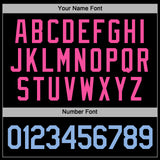 Custom Black Light Blue-Pink Gradient Stripe Ombre Line Authentic Baseball Jersey