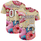 Custom City Cream White-Brown Ice Cream Donut Foodie Dessert Authentic Baseball Jersey