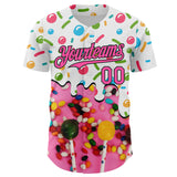 Custom White Pink-Black Ice Cream Candy Lollipops Sweet Sugar Authentic Baseball Jersey