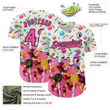Custom White Pink-Black Ice Cream Candy Lollipops Sweet Sugar Authentic Baseball Jersey