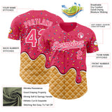 Custom Neon Pink-White Ice Cream Waffle Foodie Dessert Authentic Baseball Jersey