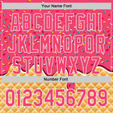 Custom Neon Pink-White Ice Cream Waffle Foodie Dessert Authentic Baseball Jersey