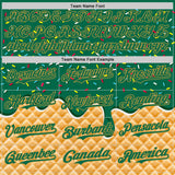 Custom Kelly Green-Old Gold Ice Cream Waffle Foodie Dessert Authentic Baseball Jersey