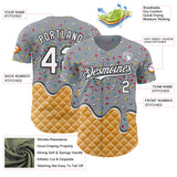Custom Gray White-Black Ice Cream Waffle Foodie Dessert Authentic Baseball Jersey